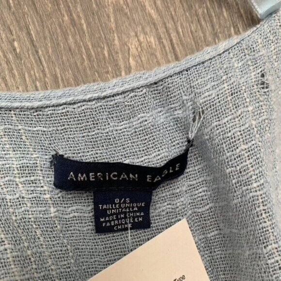 American Eagle Stripe Poncho Cape Wrap Coverup Kimono Blue Open front Y2k 2000s - Picture 16 of 16